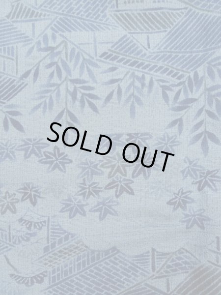 画像9: L0119J  小紋 女性用着物  化繊 スモーキーな 淡い 青, 花 【中古】 【USED】 【リサイクル】 ★★★☆☆ (9)