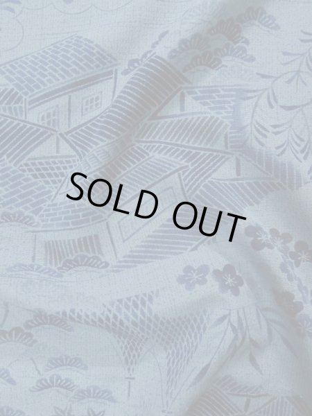 画像13: L0119J  小紋 女性用着物  化繊 スモーキーな 淡い 青, 花 【中古】 【USED】 【リサイクル】 ★★★☆☆ (13)