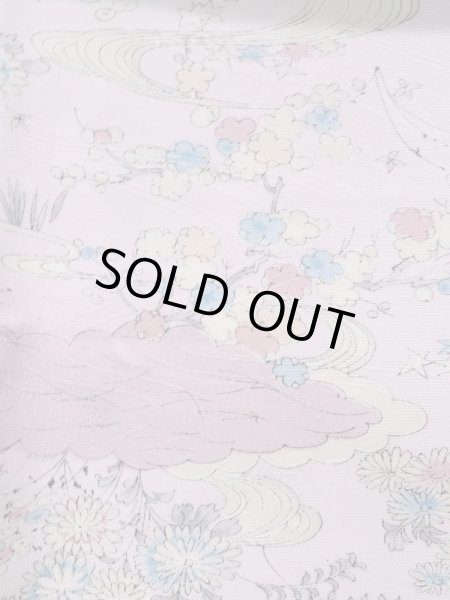 画像6: L0119N  小紋 女性用着物  化繊 淡い  ピンク, 花 【中古】 【USED】 【リサイクル】 ★★★★★ (6)