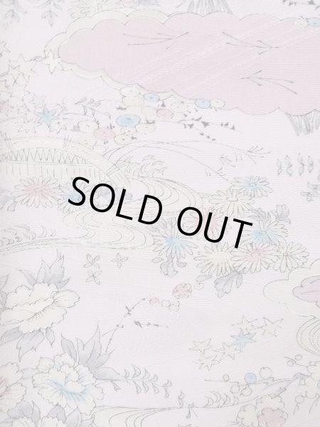 画像8: L0119N  小紋 女性用着物  化繊 淡い  ピンク, 花 【中古】 【USED】 【リサイクル】 ★★★★★ (8)