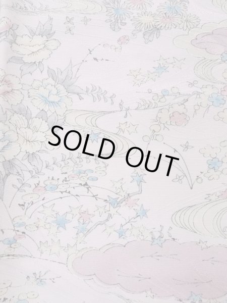 画像9: L0119N  小紋 女性用着物  化繊 淡い  ピンク, 花 【中古】 【USED】 【リサイクル】 ★★★★★ (9)