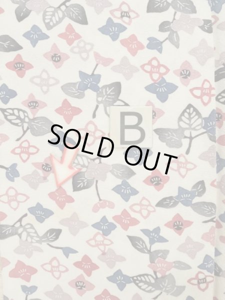 画像14: L0119T  小紋 女性用着物  シルク(正絹) 淡い  オフ ホワイト, 花 【中古】 【USED】 【リサイクル】 ★★★☆☆ (14)