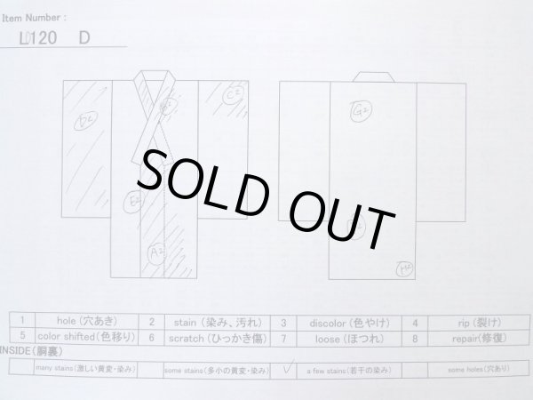 画像14: L0120D  小紋 女性用着物  シルク（正絹） シャイニーな クリーミーな 黄緑色, 花 【中古】 【USED】 【リサイクル】 ★★☆☆☆ (14)
