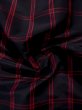 画像9: L0126N  織 女性用着物  シルク（正絹）   赤, チェック柄 【中古】 【USED】 【リサイクル】 ★★★☆☆ (9)