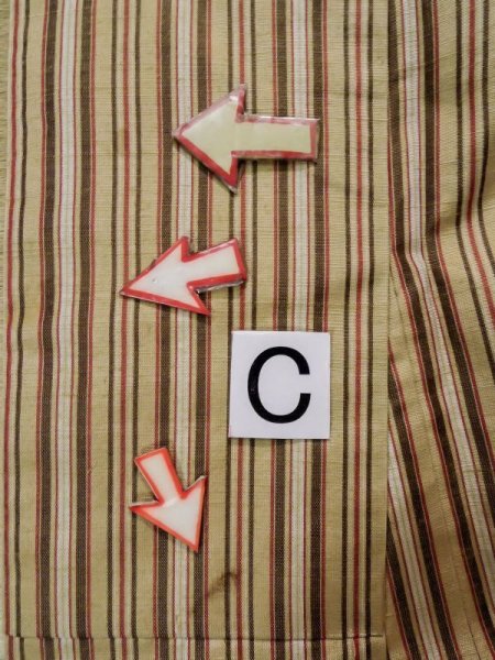 画像14: L0126P  織 女性用着物  シルク（正絹） スモーキーな 淡い クリーム, 縞 【中古】 【USED】 【リサイクル】 ★★★☆☆ (14)