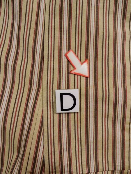 画像15: L0126P  織 女性用着物  シルク（正絹） スモーキーな 淡い クリーム, 縞 【中古】 【USED】 【リサイクル】 ★★★☆☆ (15)