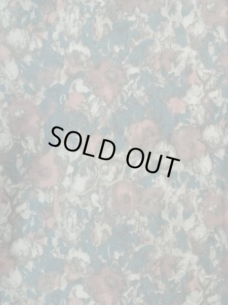 画像3: L0202A  羽織 女性用着物  化繊 スモーキーな 淡い ティール（青緑）, 花 薄い【中古】 【USED】 【リサイクル】 ★★★☆☆ (3)