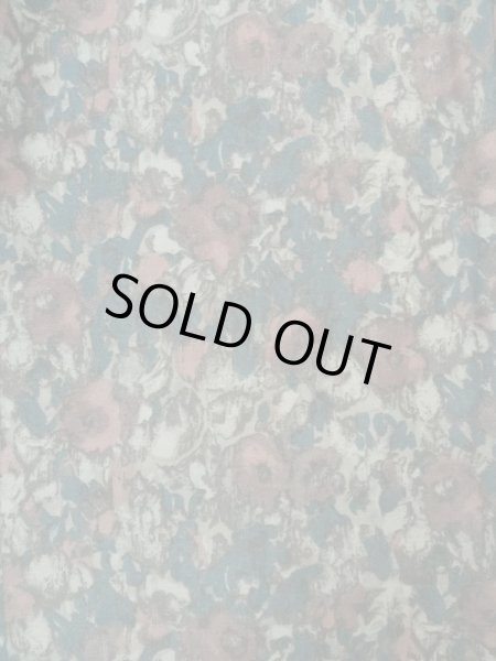 画像4: L0202A  羽織 女性用着物  化繊 スモーキーな 淡い ティール（青緑）, 花 薄い【中古】 【USED】 【リサイクル】 ★★★☆☆ (4)