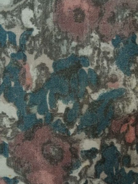 画像8: L0202A  羽織 女性用着物  化繊 スモーキーな 淡い ティール（青緑）, 花 薄い【中古】 【USED】 【リサイクル】 ★★★☆☆ (8)