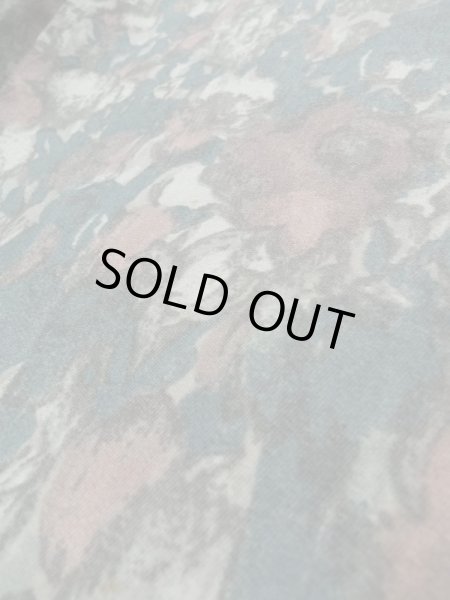 画像10: L0202A  羽織 女性用着物  化繊 スモーキーな 淡い ティール（青緑）, 花 薄い【中古】 【USED】 【リサイクル】 ★★★☆☆ (10)