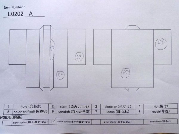 画像13: L0202A  羽織 女性用着物  化繊 スモーキーな 淡い ティール（青緑）, 花 薄い【中古】 【USED】 【リサイクル】 ★★★☆☆ (13)