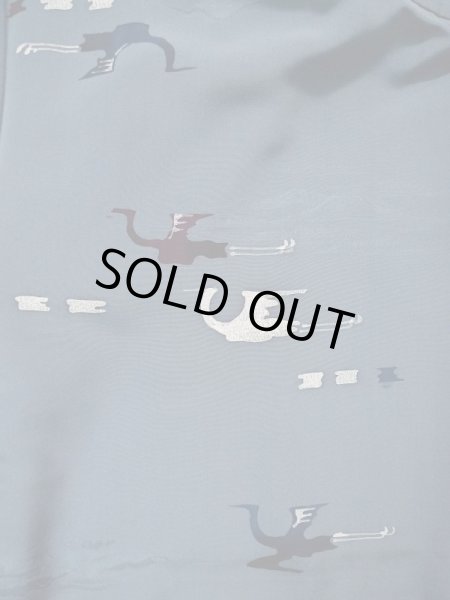 画像3: L0202Q  羽織 女性用着物  シルク（正絹） スモーキーな 淡い 青, 鳥 【中古】 【USED】 【リサイクル】 ★★★☆☆ (3)