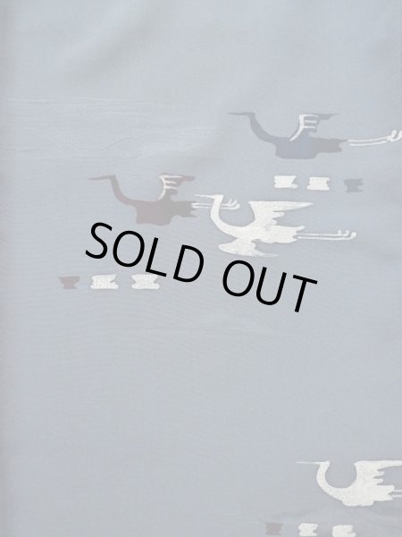 画像5: L0202Q  羽織 女性用着物  シルク（正絹） スモーキーな 淡い 青, 鳥 【中古】 【USED】 【リサイクル】 ★★★☆☆ (5)