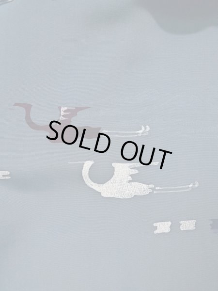 画像6: L0202Q  羽織 女性用着物  シルク（正絹） スモーキーな 淡い 青, 鳥 【中古】 【USED】 【リサイクル】 ★★★☆☆ (6)