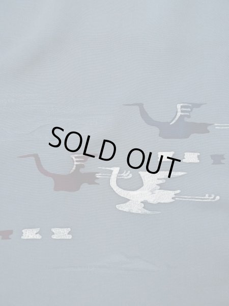 画像8: L0202Q  羽織 女性用着物  シルク（正絹） スモーキーな 淡い 青, 鳥 【中古】 【USED】 【リサイクル】 ★★★☆☆ (8)