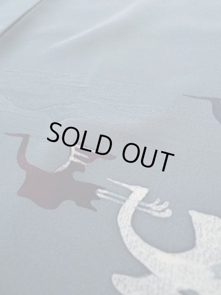 画像9: L0202Q  羽織 女性用着物  シルク（正絹） スモーキーな 淡い 青, 鳥 【中古】 【USED】 【リサイクル】 ★★★☆☆ (9)