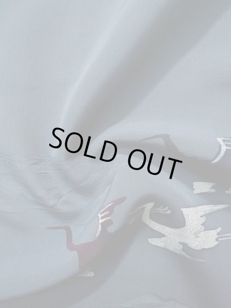 画像12: L0202Q  羽織 女性用着物  シルク（正絹） スモーキーな 淡い 青, 鳥 【中古】 【USED】 【リサイクル】 ★★★☆☆ (12)