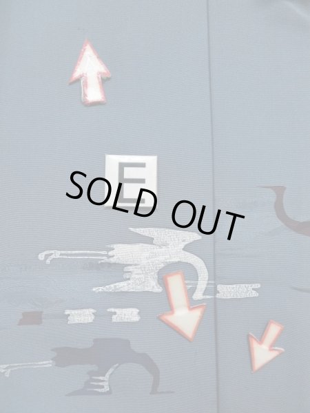 画像18: L0202Q  羽織 女性用着物  シルク（正絹） スモーキーな 淡い 青, 鳥 【中古】 【USED】 【リサイクル】 ★★★☆☆ (18)