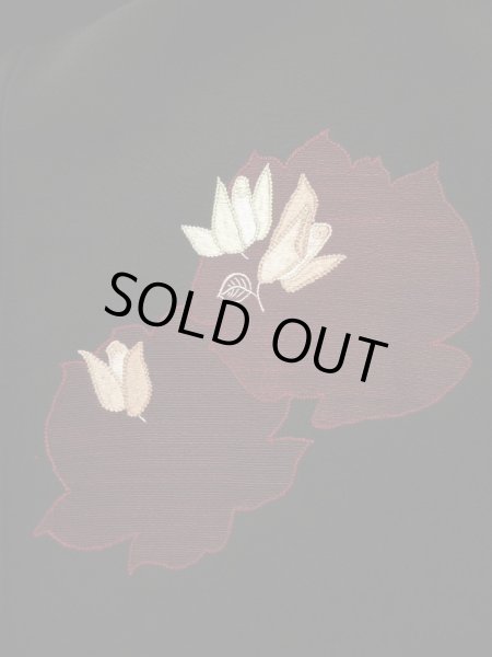 画像6: L0202U  羽織 女性用着物  シルク（正絹）   黒, 花 【中古】 【USED】 【リサイクル】 ★★★★☆ (6)