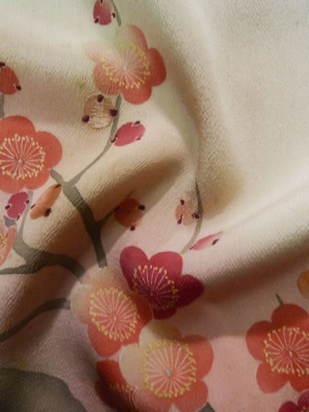 画像15: L0204A  留袖 女性用着物  シルク(正絹)   白, 梅 【中古】 【USED】 【リサイクル】 ★★☆☆☆ (15)
