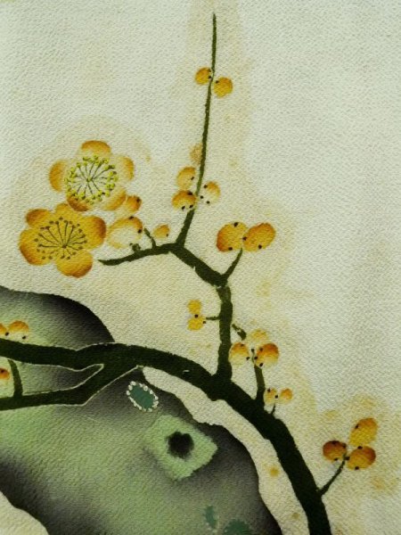 画像10: L0204B  留袖 女性用着物  シルク(正絹) 薄い シャーベット ティール(青緑), 梅 【中古】 【USED】 【リサイクル】 ★☆☆☆☆ (10)