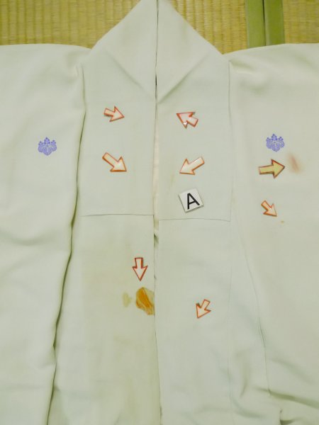 画像20: L0204B  留袖 女性用着物  シルク(正絹) 薄い シャーベット ティール(青緑), 梅 【中古】 【USED】 【リサイクル】 ★☆☆☆☆ (20)