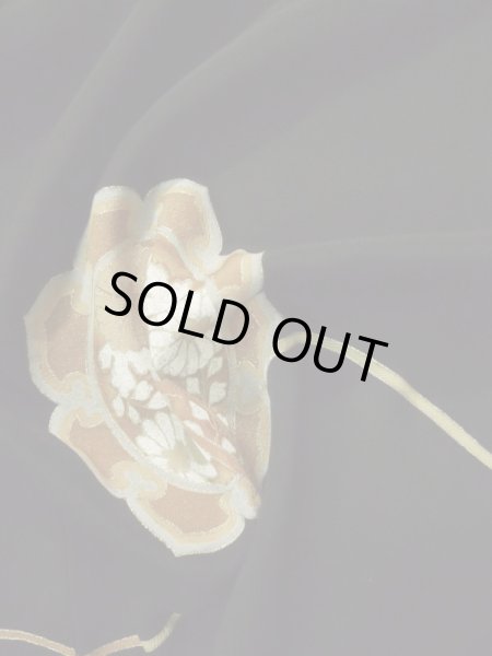 画像14: L0204D  留袖 女性用着物 鏡文 シルク(正絹)   黒,  【中古】 【USED】 【リサイクル】 ★★★☆☆ (14)