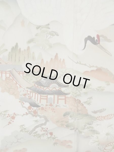 画像8: L0204E  留袖 女性用着物  シルク(正絹)   黒, 菊 【中古】 【USED】 【リサイクル】 ★★★☆☆ (8)