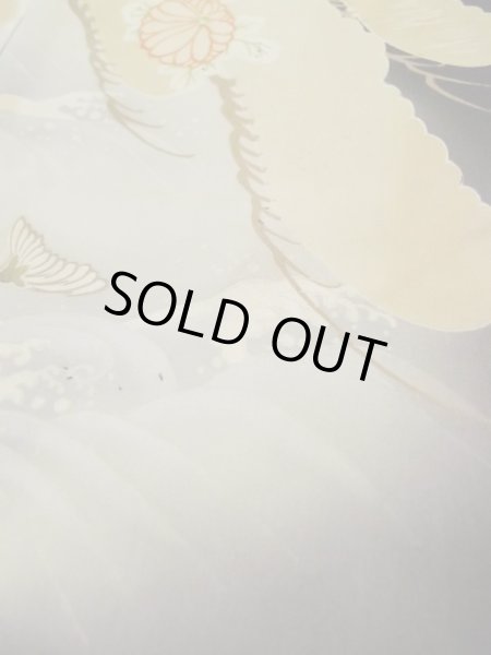 画像13: L0204E  留袖 女性用着物  シルク(正絹)   黒, 菊 【中古】 【USED】 【リサイクル】 ★★★☆☆ (13)