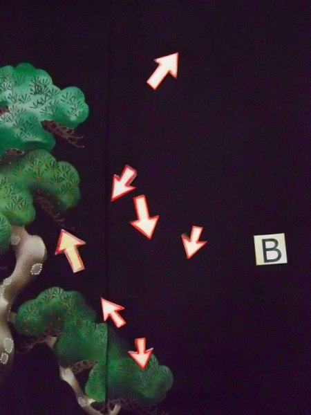 画像20: L0204G  留袖 女性用着物  シルク(正絹)   黒, 松/松葉 【中古】 【USED】 【リサイクル】 ★★☆☆☆ (20)