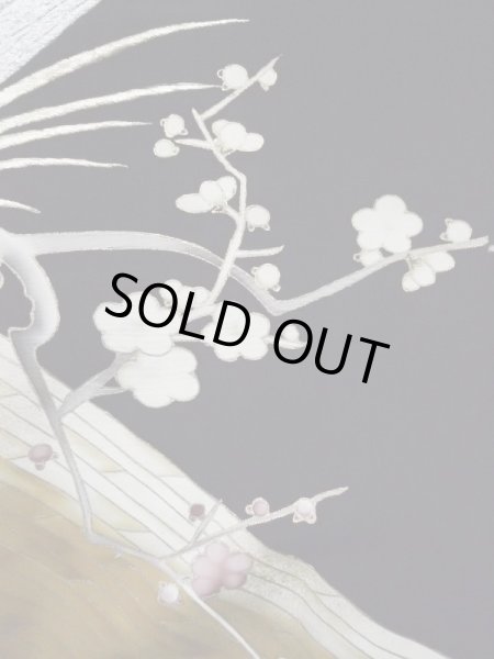 画像9: L0204I  留袖 女性用着物 霞文、雉柄 シルク（正絹）   黒, 梅 【中古】 【USED】 【リサイクル】 ★★★☆☆ (9)