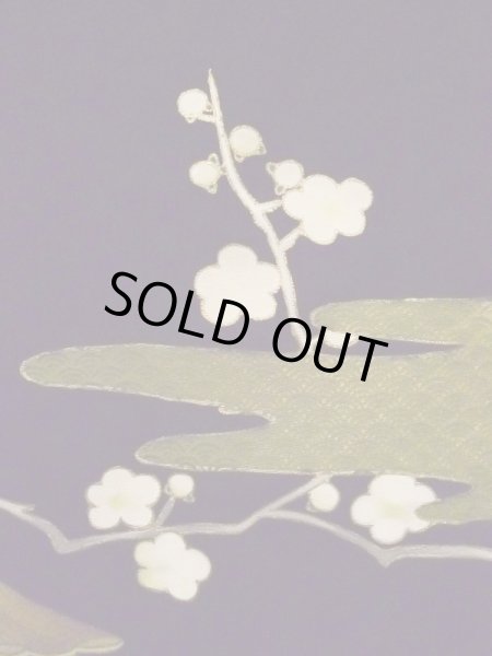 画像10: L0204I  留袖 女性用着物 霞文、雉柄 シルク（正絹）   黒, 梅 【中古】 【USED】 【リサイクル】 ★★★☆☆ (10)