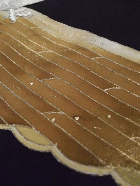 画像13: L0204I  留袖 女性用着物 霞文、雉柄 シルク(正絹)   黒, 梅 【中古】 【USED】 【リサイクル】 ★★★☆☆ (13)