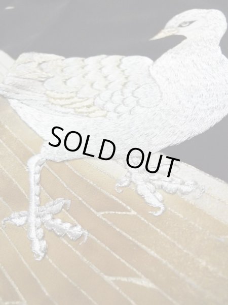 画像14: L0204I  留袖 女性用着物 霞文、雉柄 シルク（正絹）   黒, 梅 【中古】 【USED】 【リサイクル】 ★★★☆☆ (14)