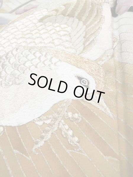 画像15: L0204I  留袖 女性用着物 霞文、雉柄 シルク（正絹）   黒, 梅 【中古】 【USED】 【リサイクル】 ★★★☆☆ (15)