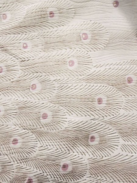 画像8: L0204K  振袖 女性用着物  シルク(正絹)   朱赤, 孔雀 【中古】 【USED】 【リサイクル】 ★★☆☆☆ (8)