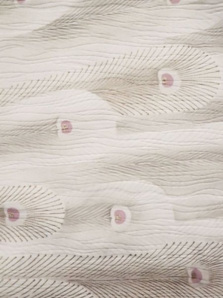 画像9: L0204K  振袖 女性用着物  シルク(正絹)   朱赤, 孔雀 【中古】 【USED】 【リサイクル】 ★★☆☆☆ (9)