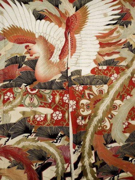 画像7: L0204L  振袖 女性用着物  シルク(正絹)   クリーム, 花 【中古】 【USED】 【リサイクル】 ★☆☆☆☆ (7)