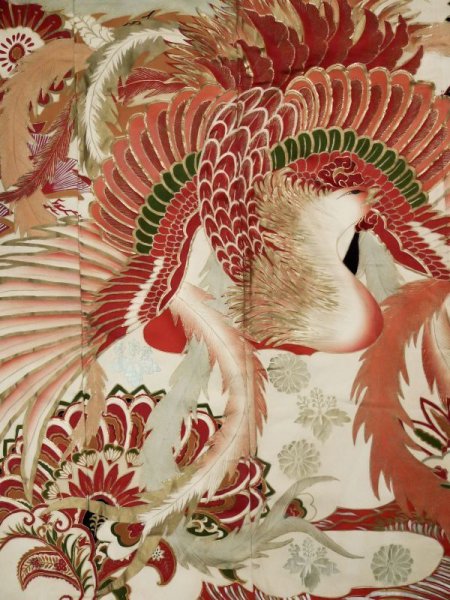 画像8: L0204L  振袖 女性用着物  シルク(正絹)   クリーム, 花 【中古】 【USED】 【リサイクル】 ★☆☆☆☆ (8)