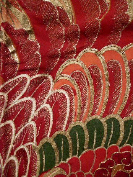 画像11: L0204L  振袖 女性用着物  シルク(正絹)   クリーム, 花 【中古】 【USED】 【リサイクル】 ★☆☆☆☆ (11)