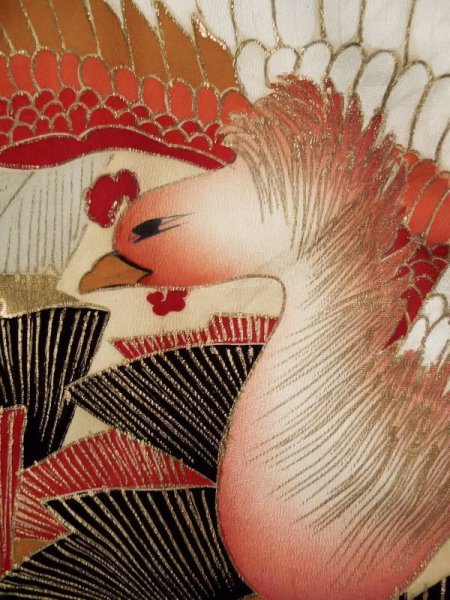 画像22: L0204L  振袖 女性用着物  シルク(正絹)   クリーム, 花 【中古】 【USED】 【リサイクル】 ★☆☆☆☆ (22)