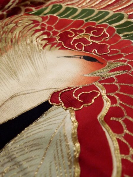 画像25: L0204L  振袖 女性用着物  シルク(正絹)   クリーム, 花 【中古】 【USED】 【リサイクル】 ★☆☆☆☆ (25)