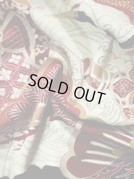 画像19: L0204M  振袖 女性用着物  シルク(正絹)   黒, 梅 【中古】 【USED】 【リサイクル】 ★★☆☆☆ (19)