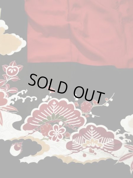 画像21: L0204M  振袖 女性用着物  シルク(正絹)   黒, 梅 【中古】 【USED】 【リサイクル】 ★★☆☆☆ (21)