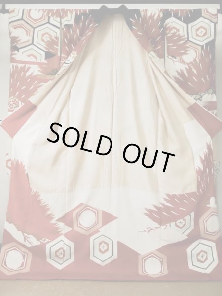 画像3: L0204N  振袖 女性用着物  シルク(正絹)   クリーム, 花 【中古】 【USED】 【リサイクル】 ★☆☆☆☆ (3)