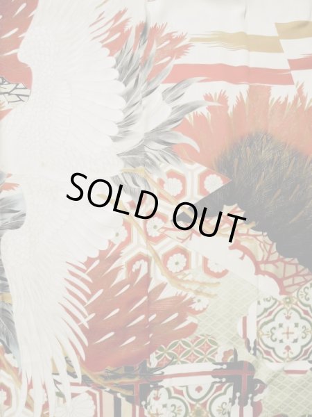 画像9: L0204N  振袖 女性用着物  シルク(正絹)   クリーム, 花 【中古】 【USED】 【リサイクル】 ★☆☆☆☆ (9)