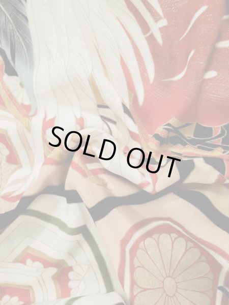 画像20: L0204N  振袖 女性用着物  シルク(正絹)   クリーム, 花 【中古】 【USED】 【リサイクル】 ★☆☆☆☆ (20)