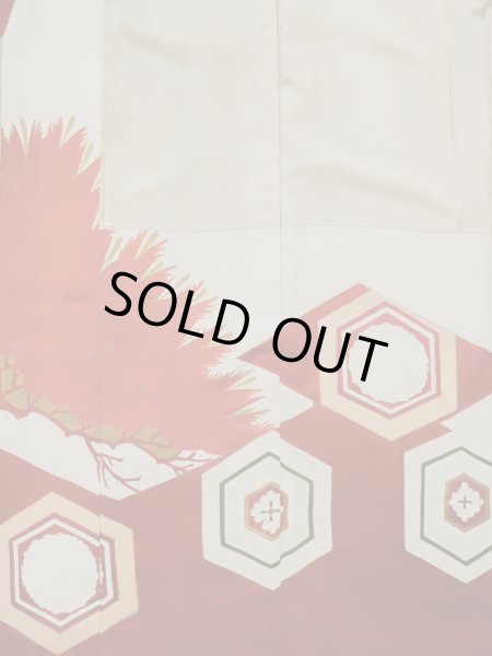 画像22: L0204N  振袖 女性用着物  シルク(正絹)   クリーム, 花 【中古】 【USED】 【リサイクル】 ★☆☆☆☆ (22)