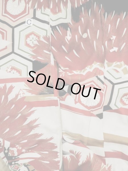 画像26: L0204N  振袖 女性用着物  シルク(正絹)   クリーム, 花 【中古】 【USED】 【リサイクル】 ★☆☆☆☆ (26)