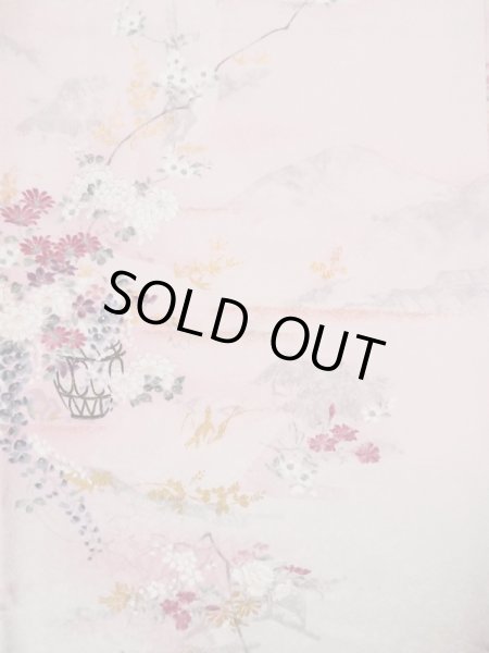 画像5: L0204S Mint  振袖 女性用着物  シルク(正絹) 淡い 薄い ピンク, 花 【中古】 【USED】 【リサイクル】 ★★★★★ (5)